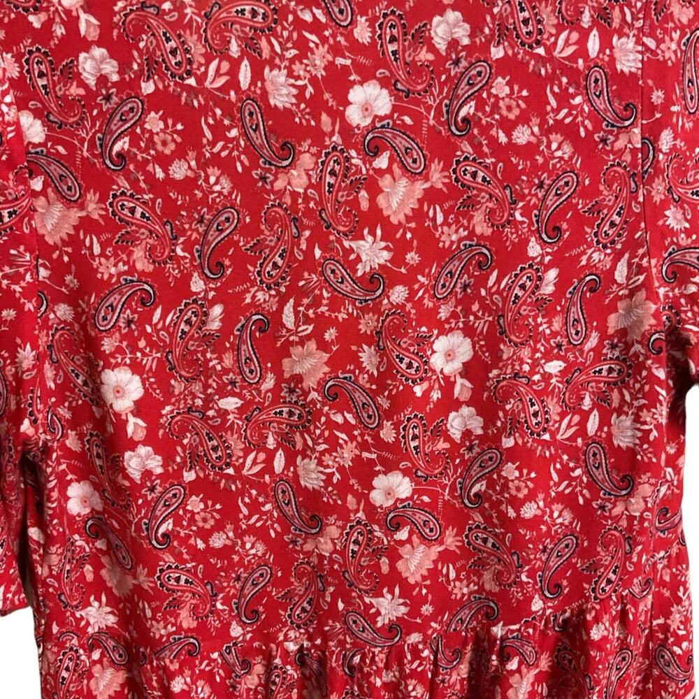 KNOX ROSE Blouse Women's Size S Red Multi-Floral Paisley Print Relaxed Fit Boho - Picture 4 of 9